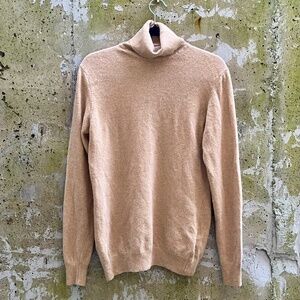 Vintage Camel Cashmere Wool Blend Turtleneck Made in Italy - Size L